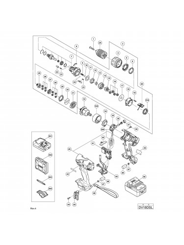Vue éclatée Hitachi Hikoki DV18DSL #01