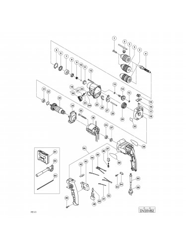 Vue éclatée Hitachi Hikoki DV20VB2 #01