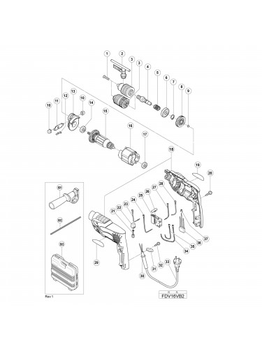 Vue éclatée Hitachi Hikoki FDV16VB2 #01