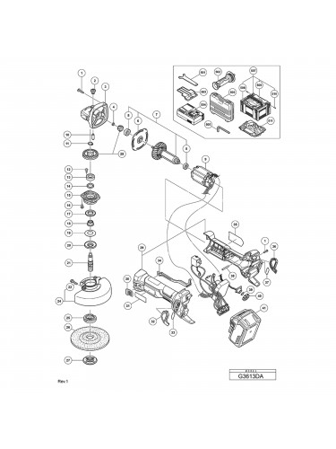 Vue éclatée Hitachi Hikoki G3613DA #01