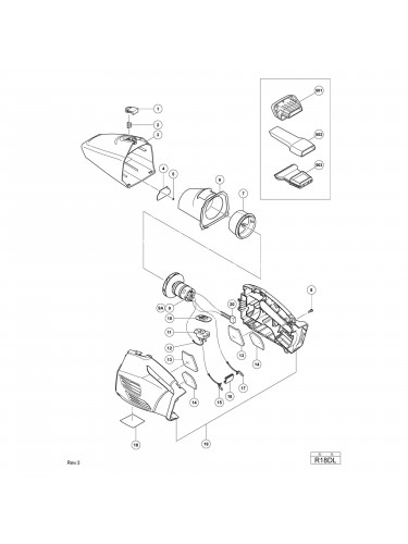 Vue éclatée Hitachi Hikoki R18DL #01