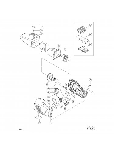 Vue éclatée Hitachi Hikoki R18DSL #01