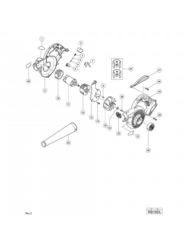Vue éclatée Hitachi Hikoki RB18DL #01