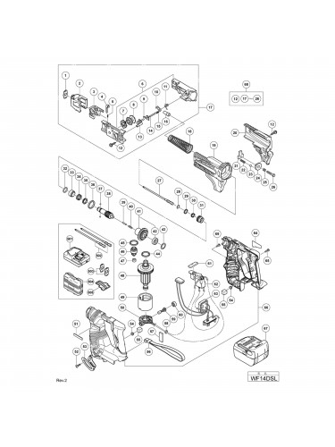 Vue éclatée Hitachi Hikoki WF14DSL #01
