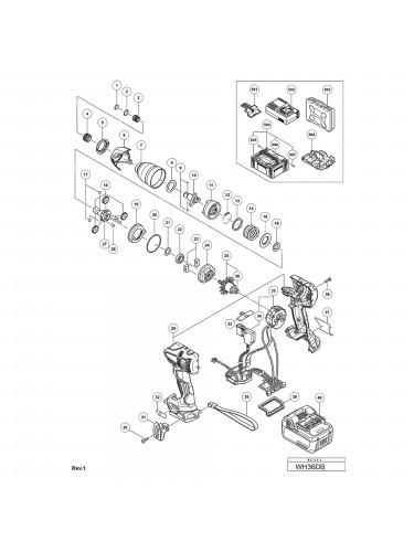 Vue éclatée Hitachi Hikoki WH36DB #01