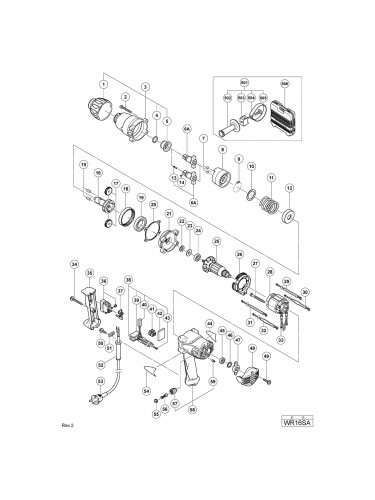 Vue éclatée Hitachi Hikoki WR16SA #01