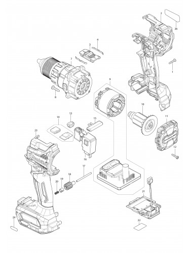 Vue éclatée Makita HP001G#01