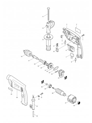 Vue éclatée Makita HP1500#01