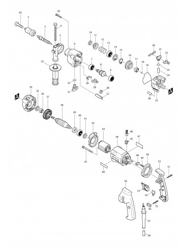 Vue éclatée Makita HP2031#01