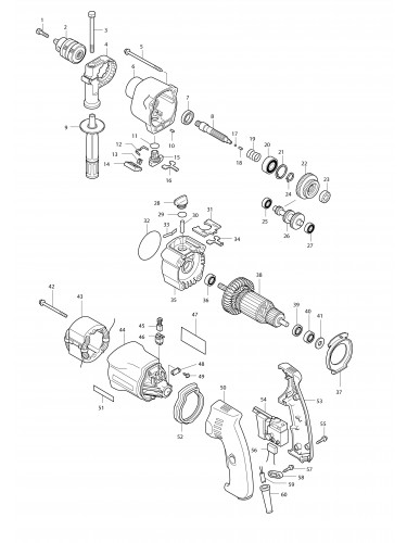 Vue éclatée Makita HP2032#01