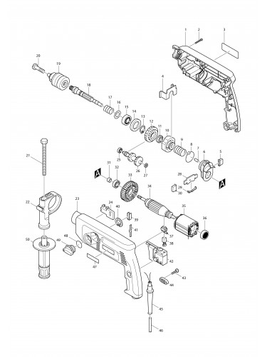 Vue éclatée Makita HP2040#01
