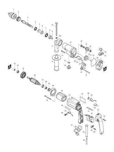 Vue éclatée Makita HP2050F#01