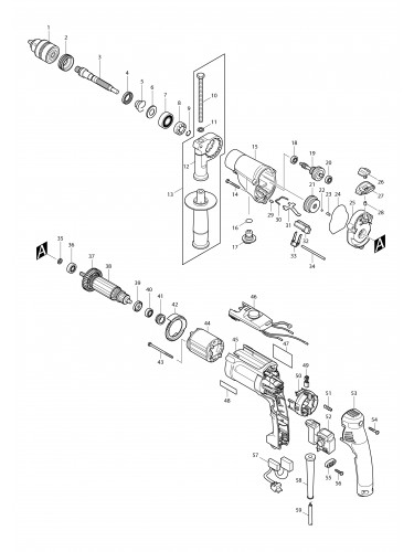 Vue éclatée Makita HP2070F#01