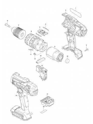 Vue éclatée Makita HP488D#01