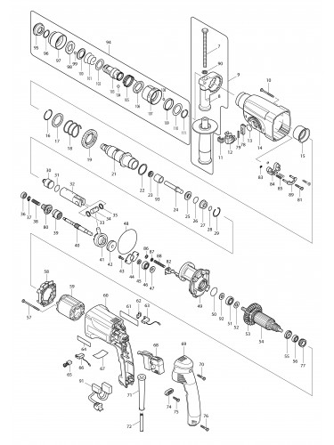 Vue éclatée Makita HR2450FT#01