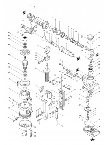 Vue éclatée Makita HR3850B#01