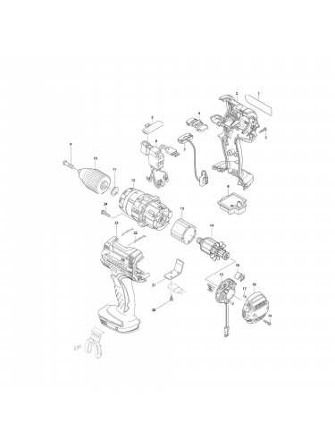 Vue éclatée Makita BDF444 #01