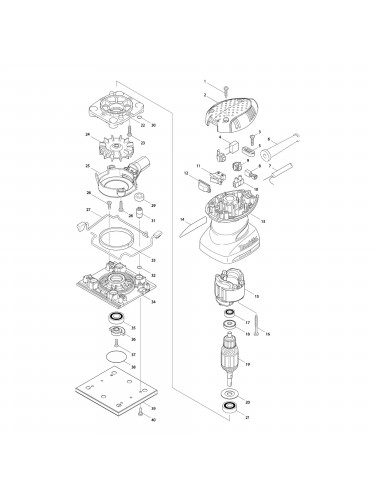 Vue éclatée Makita BO4558 #01