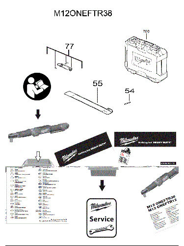 Vue éclatée Milwaukee M12ONEFTR38-201C 4000474238#01