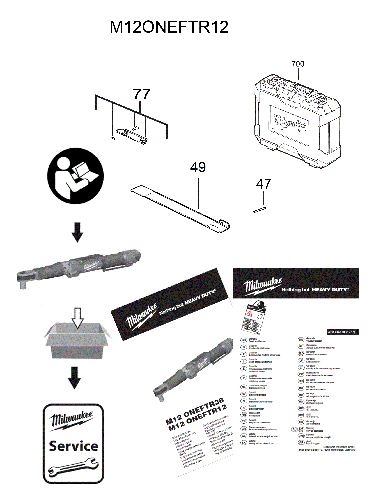 Vue éclatée Milwaukee M12ONEFTR12-201C 4000474248#01