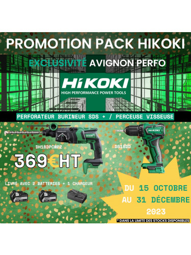 PERFORATEUR BURINEUR SDS-Plus HIKOKI DH18DPCWPZ + VISSEUSE DS18DDW4Z