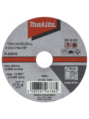 Disque à tronçonner 115 x 1,5 x 22,23 mm, par 10 Makita