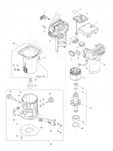 Vue éclatée Makita RT001G#01