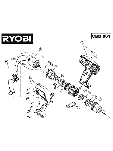 Vue éclatée Ryobi CBD961 CBD961#1#01