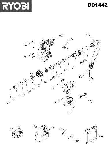Vue éclatée Ryobi BD1442 BD1442#1#01