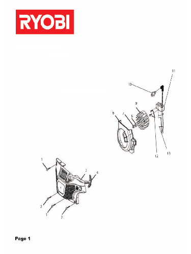 Vue éclatée Ryobi PCN4545 PCN4545#1#01