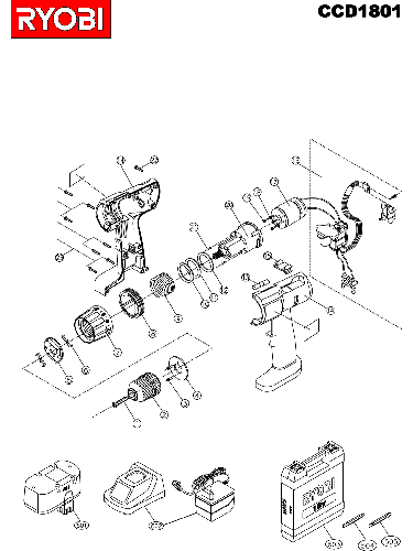 Vue éclatée Ryobi CCD1801 CCD1801#1#01