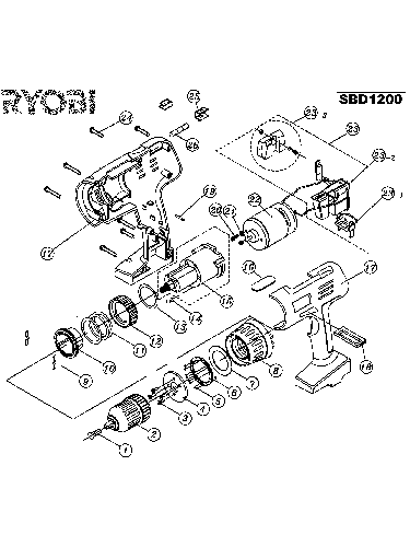 Vue éclatée Ryobi SBD1200 SBD1200#01