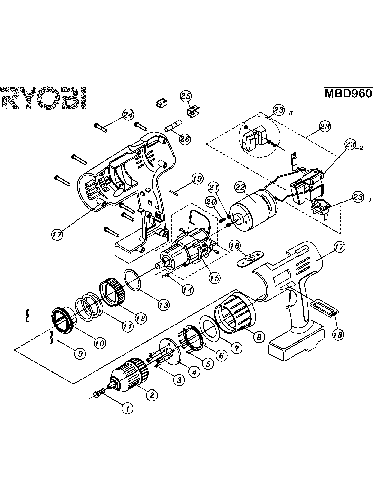 Vue éclatée Ryobi MBD960 MBD960#01