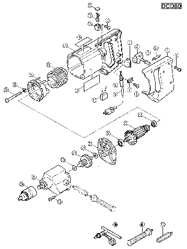 Vue éclatée Ryobi DCD80 DCD80#01