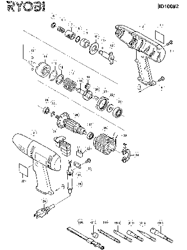 Vue éclatée Ryobi ID100 ID100#2#01