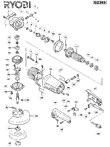 Vue éclatée Ryobi G2355 G2355#01
