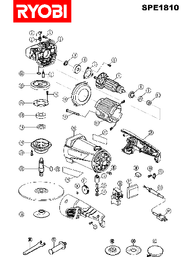 Vue éclatée Ryobi SPE1810 SPE1810#1#01