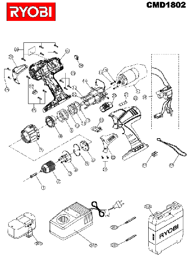 Vue éclatée Ryobi CMD1802 CMD1802#1#01