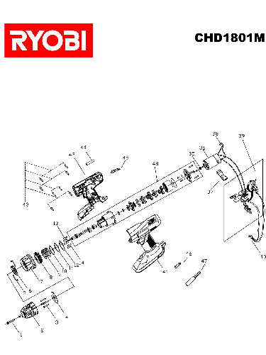 Vue éclatée Ryobi CHD1801M CHD1801M#1#01