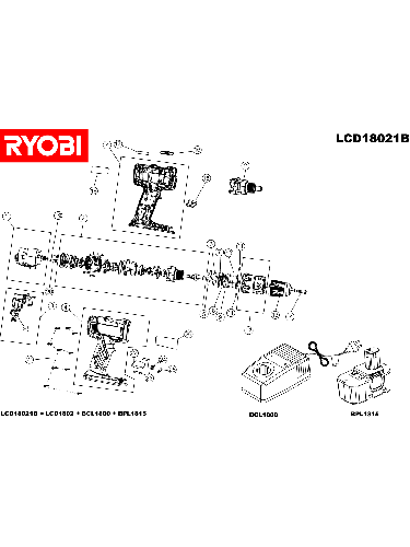 Vue éclatée Ryobi LCD18021B LCD18021B#1#01