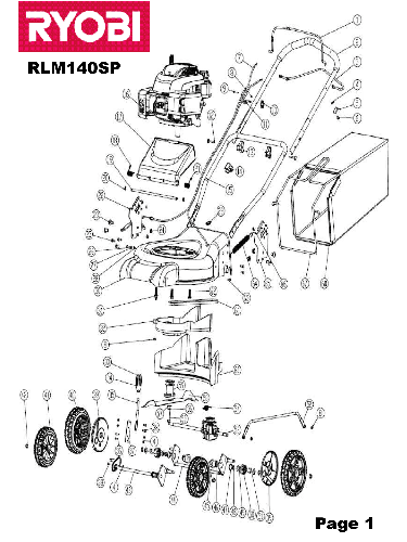 Vue éclatée Ryobi RLM140SP RLM140SP#1#01