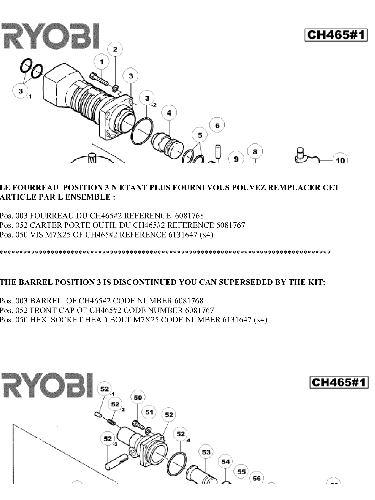 Vue éclatée Ryobi CH465 CH465#1#01