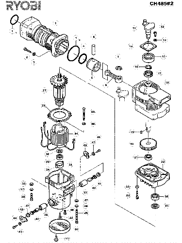 Vue éclatée Ryobi CH485I CH485#2#01