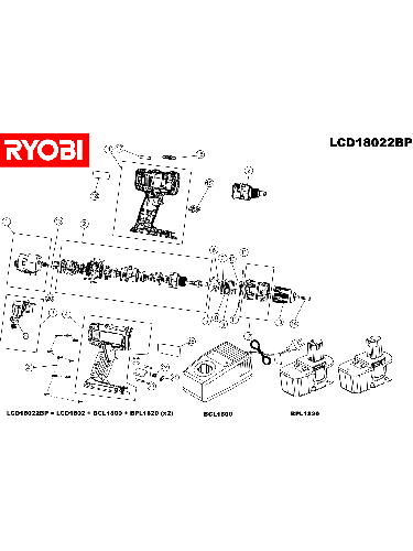 Vue éclatée Ryobi LCD18022BP LCD18022BP#1#01