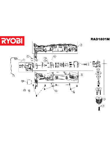 Vue éclatée Ryobi RAD1801M-0 4000444050#01