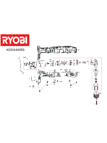 Vue éclatée Ryobi RAD1801M-0 4000444969#01