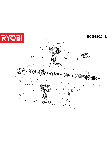 Vue éclatée Ryobi RCD18021L 5133001172#1#01