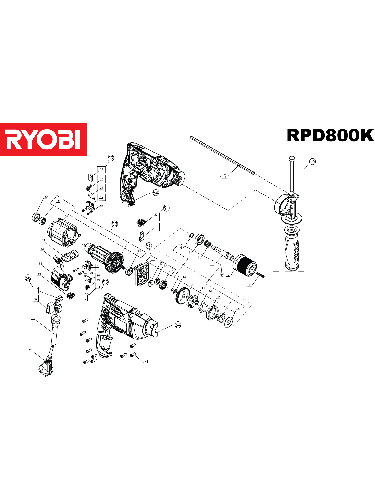 Vue éclatée Ryobi RPD800K_800W 4000444088#01