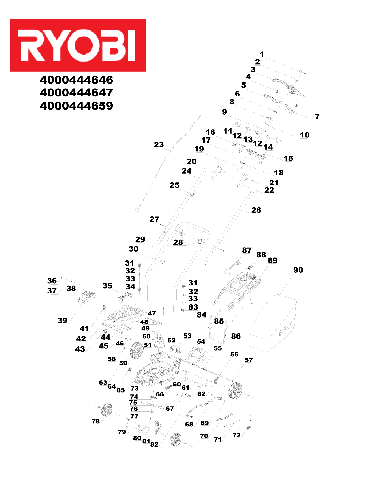 Vue éclatée Ryobi RLM18C33H25 4000444646#01