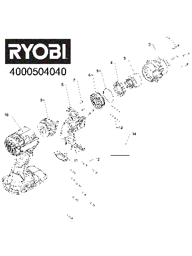 Vue éclatée Ryobi RID18C1-0 4000504040#01